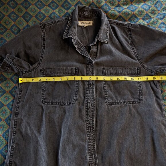 Madewell boxy short sleeve button down in faded black Sz S - Picture 5 of 8